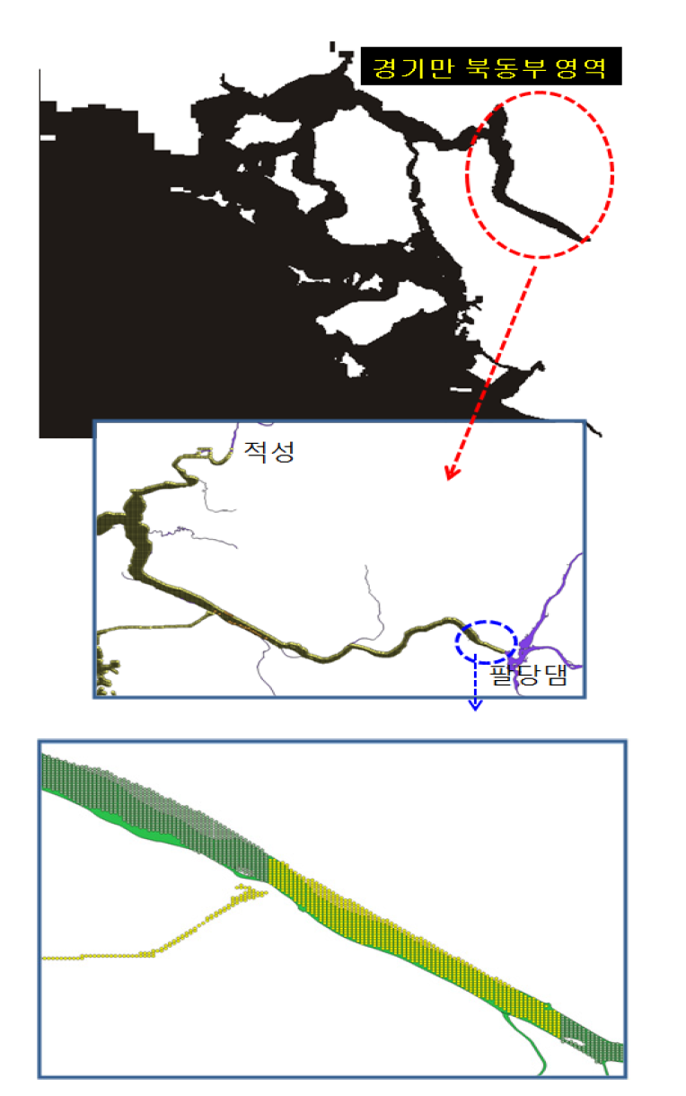 경기만 북동부 해역중 한강, 임진강 영역 상세 격자망도