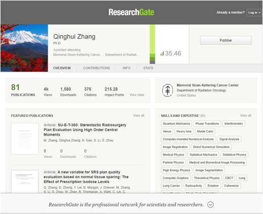 An Example Profile of ResearchGate