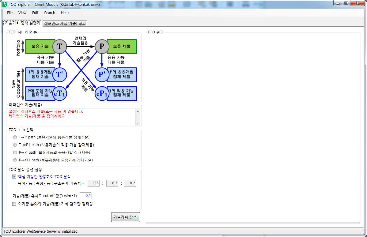 TOD 시스템 메인 화면