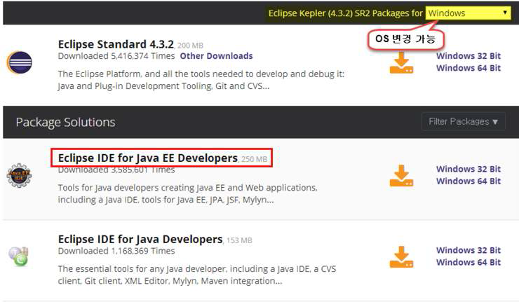 이클립스 다운로드 페이지