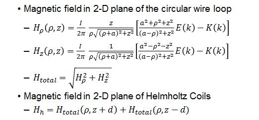 헬름홀츠 코일 사이에 형성되는 일정한 자기장에 대한 공식