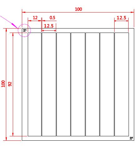 100*100mm2 모듈의 Al 전극 패턴