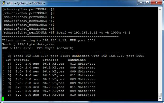 창원->서울 구간 UDP 1Gbps 전송 화면