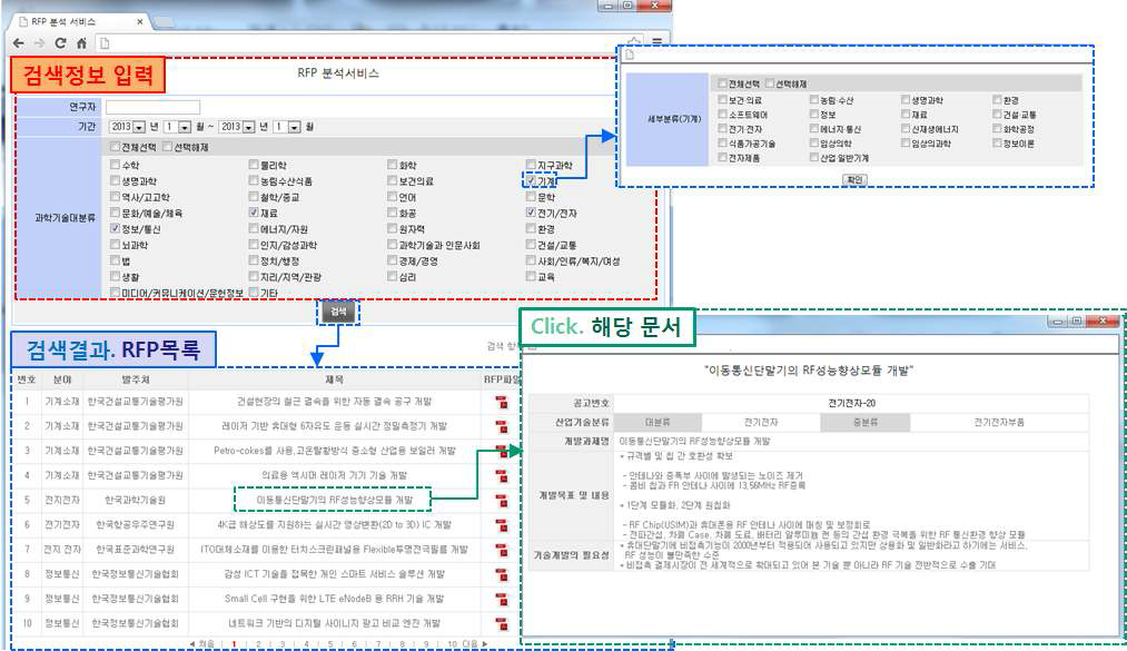 RFP 분석서비스의 화면 프로토타입