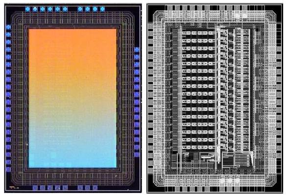 설계 후 제작된 칩의 microphotograph와 layout