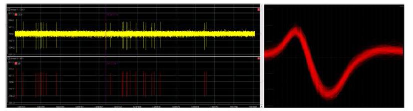 rat brain에서 검출된 spike train과 그 waveform