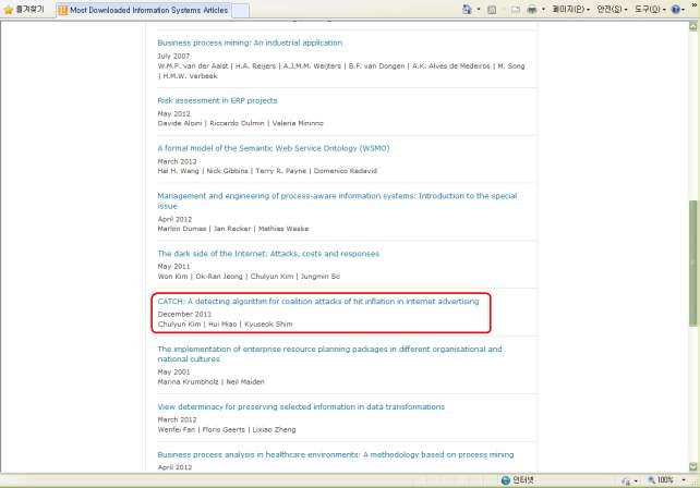 가장 많이 다운로드된 Information Systems 저널 논문