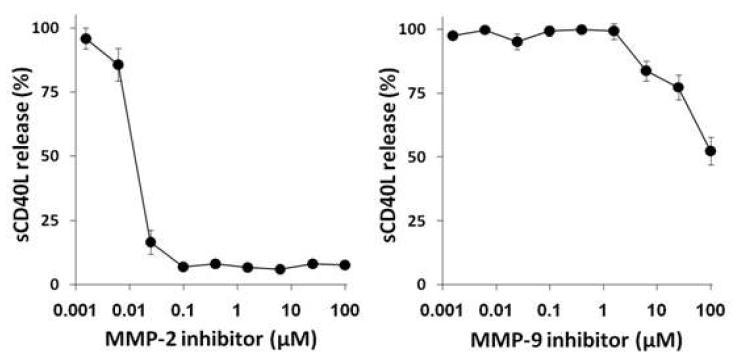 세포외기질분해효소 MMP-2와 MMP-9이 수용성 CD40L의 생성에 미치는 영향도 평가