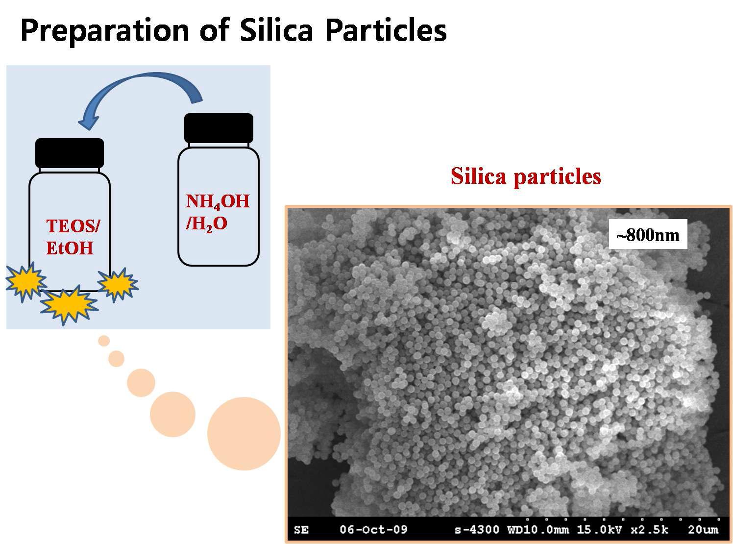 silica 입자의 SEM 사진.
