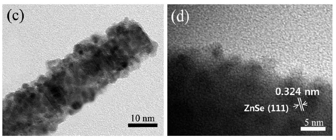 본 연구에서 합성된 CdTe/ZnSe core/shell 나노라드에 대한 TEM 이미지.