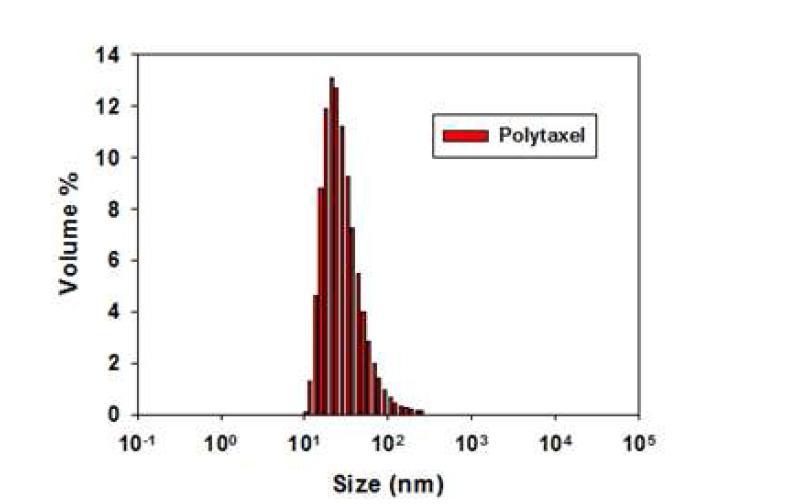 Polytaxel의 크기 분포 결과.
