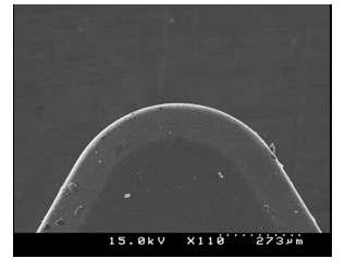 삼각형 CBN 공구인서트 (R=400 µm)의 SEM 사진