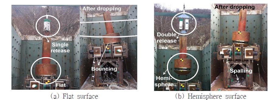 낙하 추 표면형상에 따른 10m 낙하 예비실험