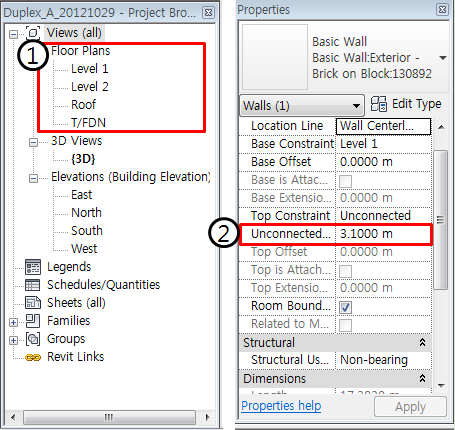 Floor의 요구정보인 Name과 Elevation에 해당하는 Revit Property Mapping