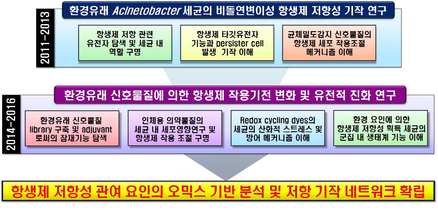 선행 (2011-2013년) 연구수행내용 및 후속 (2014-2016년) 연구계획을 통한 장기목표 제시