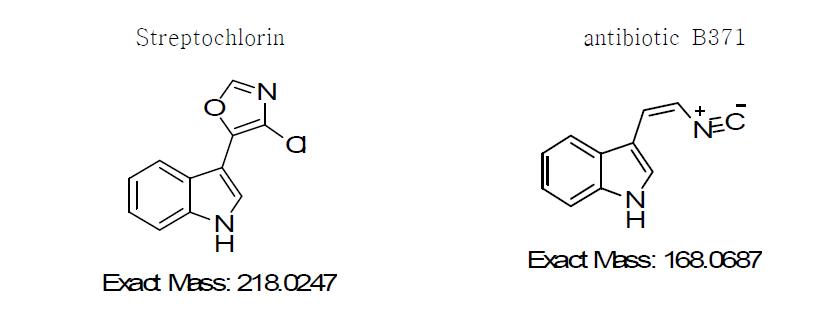Streptochlorin과 antibiotic B371의 구조