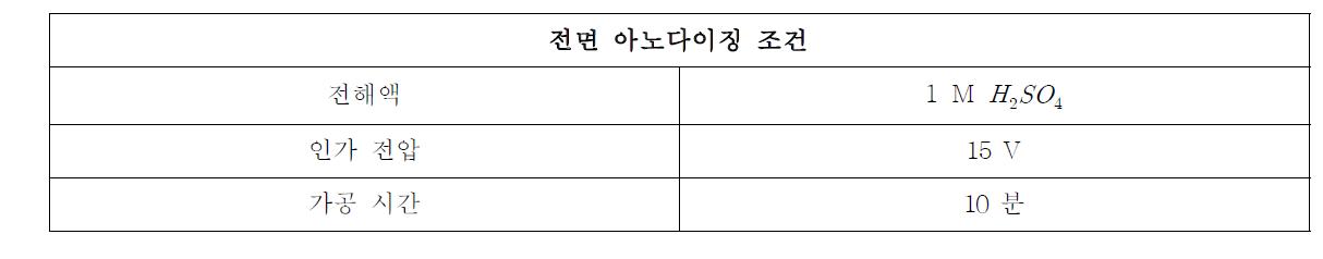 전면 아노다이징 가공 조건