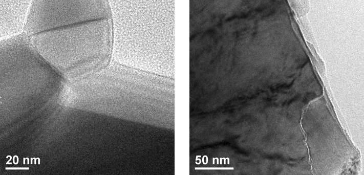 Bright-field image of (Ti0.93-x,W0.07,Mox)C, x=0.05 particles taken by TEM