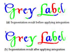 Segmentation results before and after applying integration