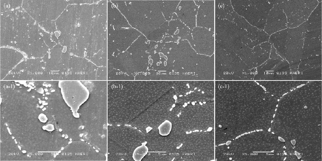 Microstructures of Ni-base Alloys after heat treatment for 1 hr at 1110oC. (a) 17th Alloy, (b) 18th Alloy, and (a) 19th Alloy.