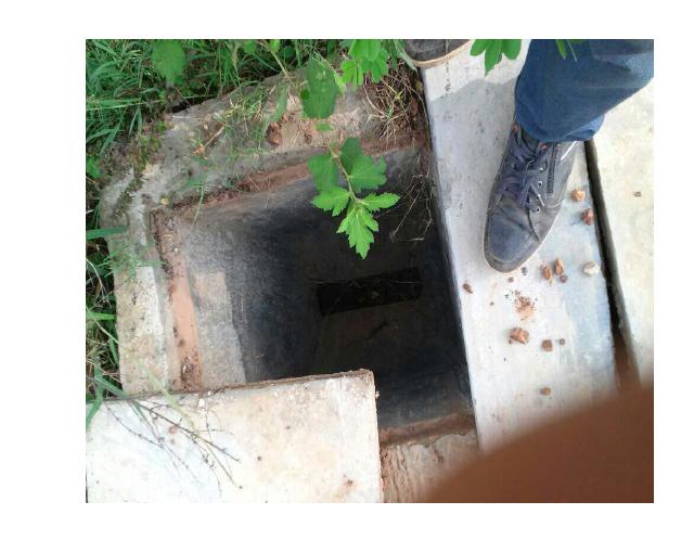 정화조 유출부의 맨홀