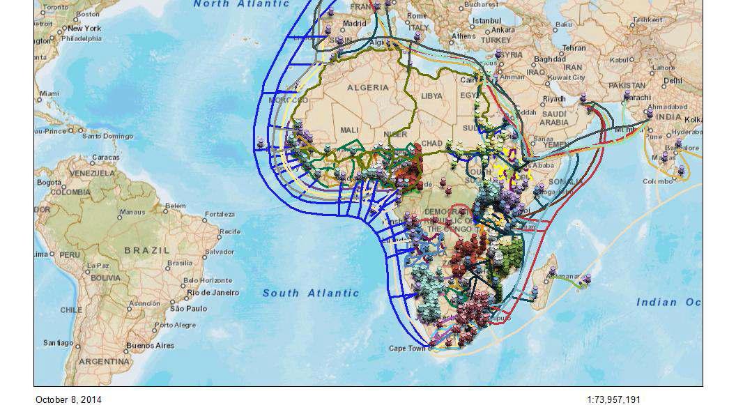 아프리카 케이블 연결지도