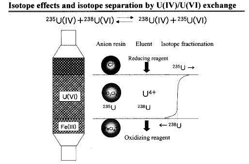 그림 3-20. 음이온 교환수지를 이용한 우라늄 동위원소 분리 개념도