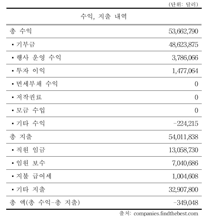 NEI의 2011년 수지.