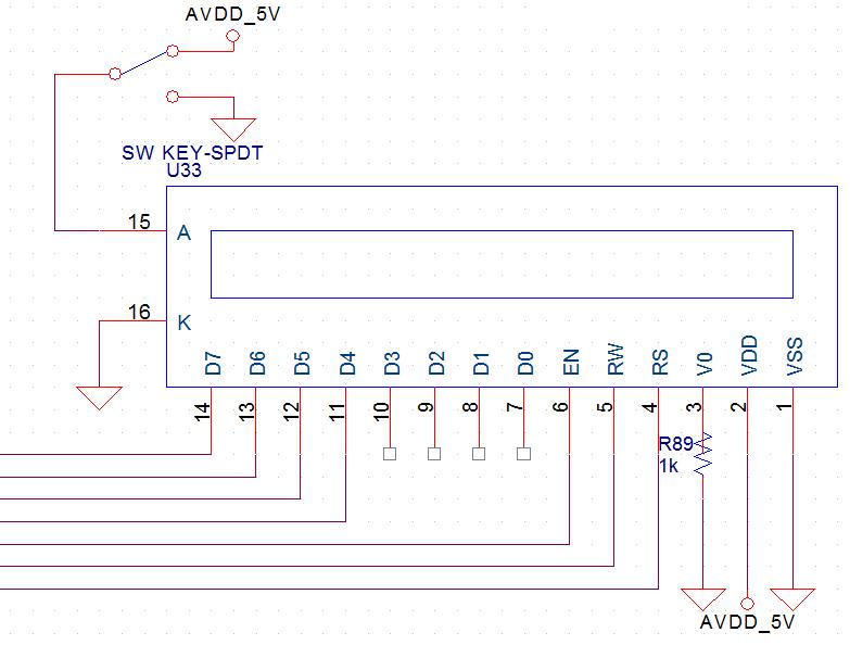 LCD Display 인터페이스 회로도