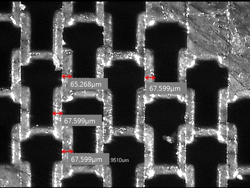 9 미세피치 형상 벽 두께 측정 결과