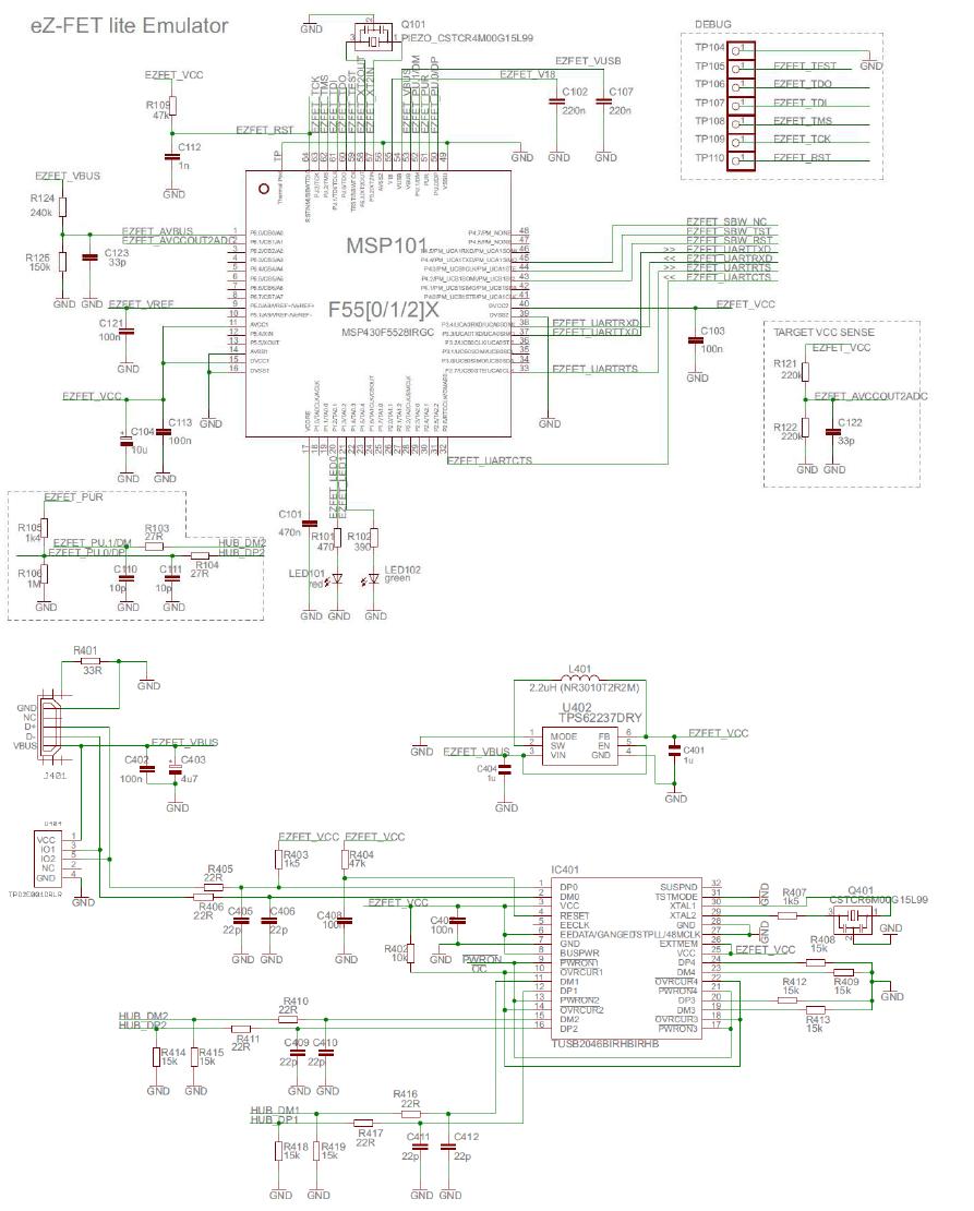 eZ-FET Emulator 회로도