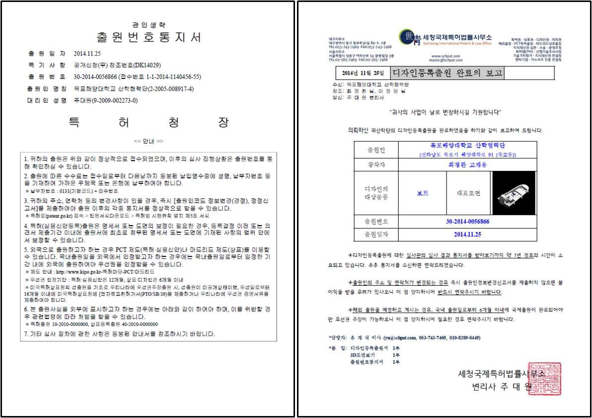 세청국제특허법률사무소 디자인등록출원 완료 (2014년 11월 25일)