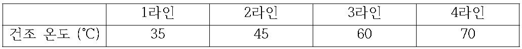 Tape casting의 각 라인의 건조온도