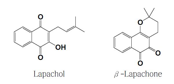 Lapachol과 β-Lapachone의 화학구조