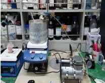 Experimental set-up for preparation of mesoporous silica supported MnO2 catalyst for CO oxidation.