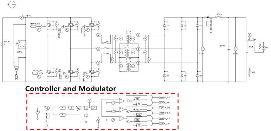 멀티페이즈 컨버터 시뮬레이션 회로구성