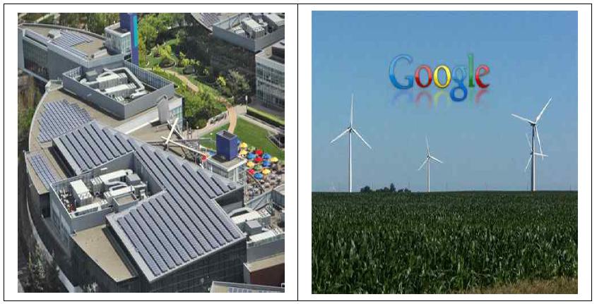 Google Power Supply 및 태양광 발전 및 풍력발전