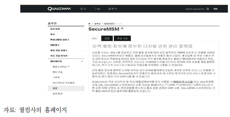 퀄컴사의 Secure MSM 플랫폼 설명