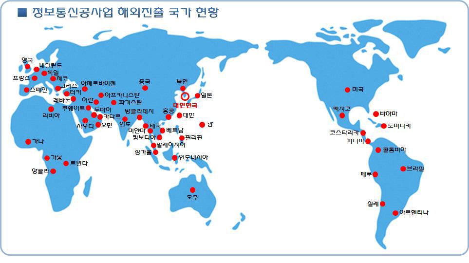 정보통신공사업 해외진출 국가 현황