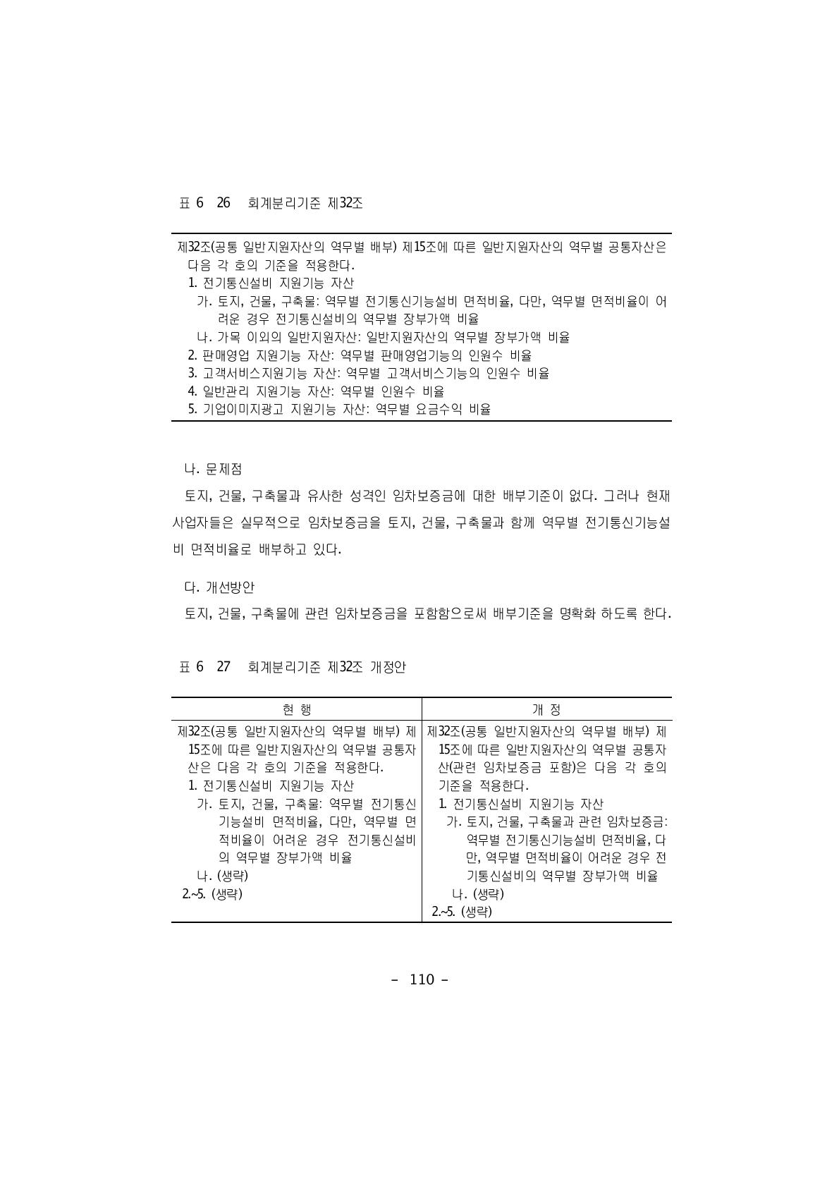 회계분리기준 제32조