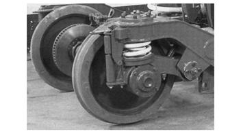 Trailing arm suspension on a Y32 bogie