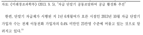 이동통신사업자별 자급단말기 가입자 수