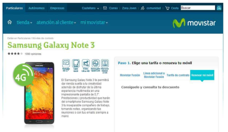 스페인 Movistar의 단말기 판매가격에 대한 정보제공