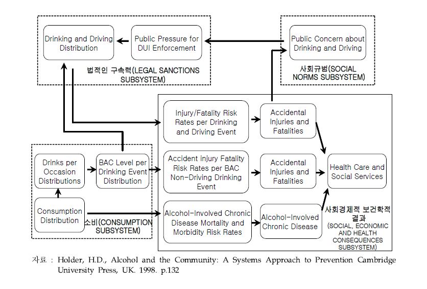 음주폐해의 요인들과 관련된 지역사회 하위체계의 상호작용