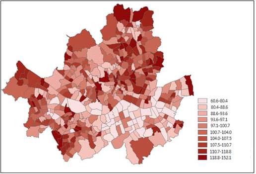 서울특별시 동별 표준화 사망비(2005-2010년)
