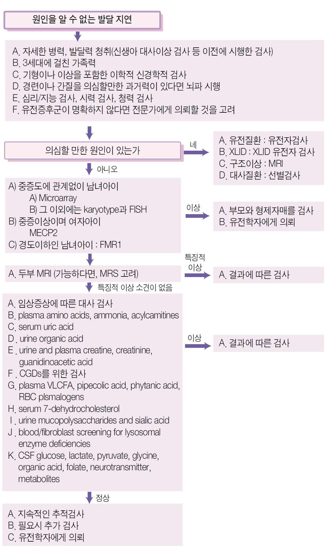 원인을 알수없는 발달이상환자의 의학적평가 알고리듬