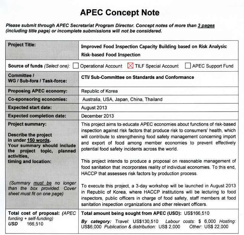 APEC/FSCF/PTIN 교육프로그램 프로젝트 제안 Concept Note