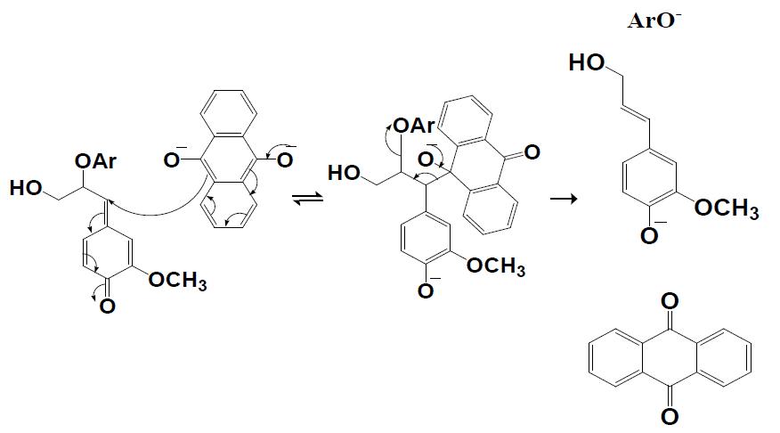 Adduct mechanism for AQ-aided delignification