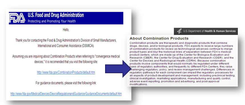 실제 FDA와의 교류 메일과 복합의료기기의 정의
