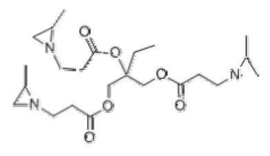 1-Aziridinepropanoicacid, 2-methyl-,1,1'-[2-ethyl-2-[[3-(2-methyl-1-aziridinyl)-1-oxopropoxy]methyl]-1,3-propanediyl]ester의 구조